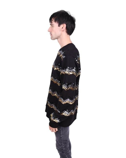 Any Old Iron Black Sparkly Peanuts Sequin Sweatshirt for men