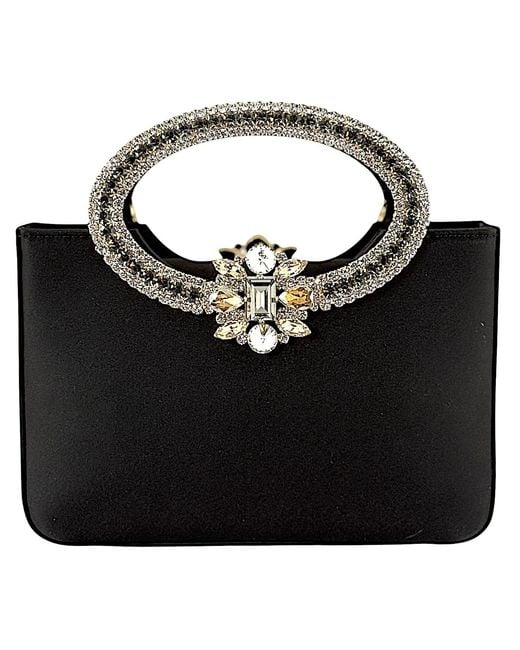 DAMAPREZIOSA Black Dama Venus Satin Jewel Clutch
