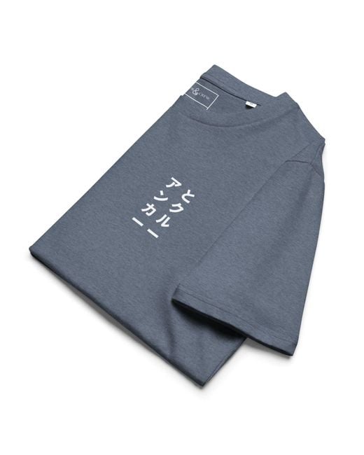 Anchor and Crew Blue Dark Heather One Japan Gurafiku Organic Cotton T-Shirt for men