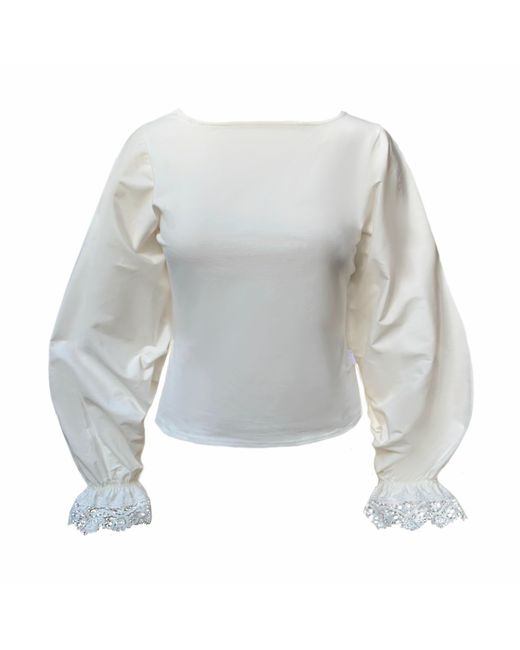 Frock Tales Gray Maranta Top With Lace Cuffs