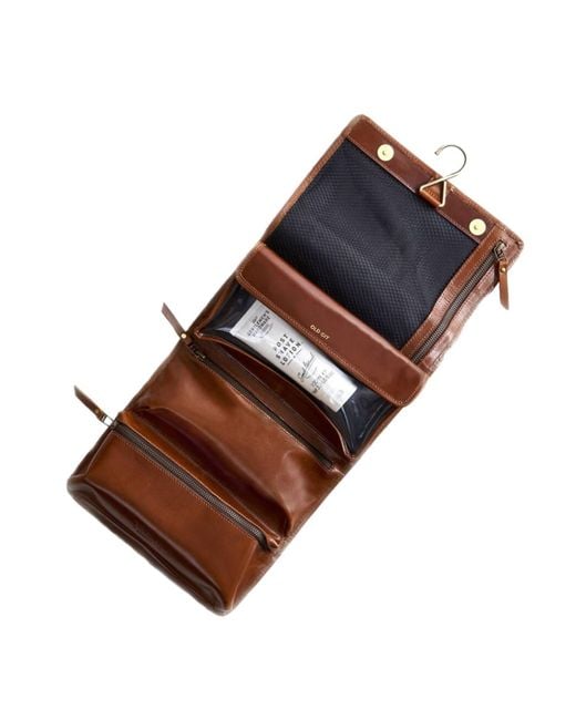 VIDA VIDA Brown Hanging Tan Leather Wash Bag. -Old Git