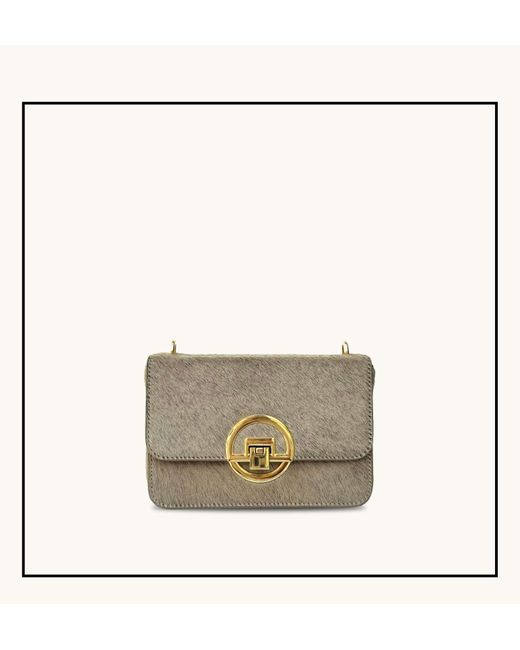 Apatchy London Gray Neutrals The Tilly Sand Hair-On Leather Bag