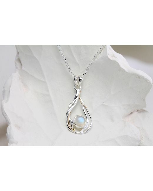 Isla Silver Metallic Teardrop Sterling Moonstone Pendant