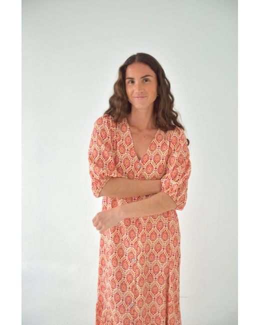 Mind Traveler Orange Mica Burgundy Dress
