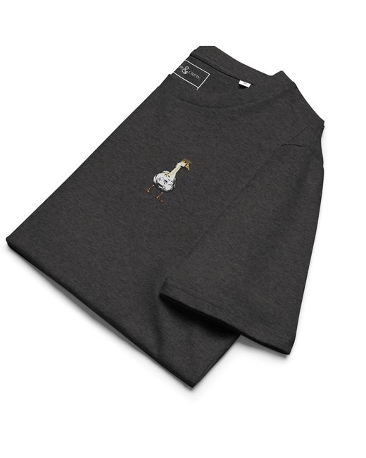 Anchor and Crew Black Heather Dapper Duck Actual Life Organic Cotton Embroidered T-Shirt