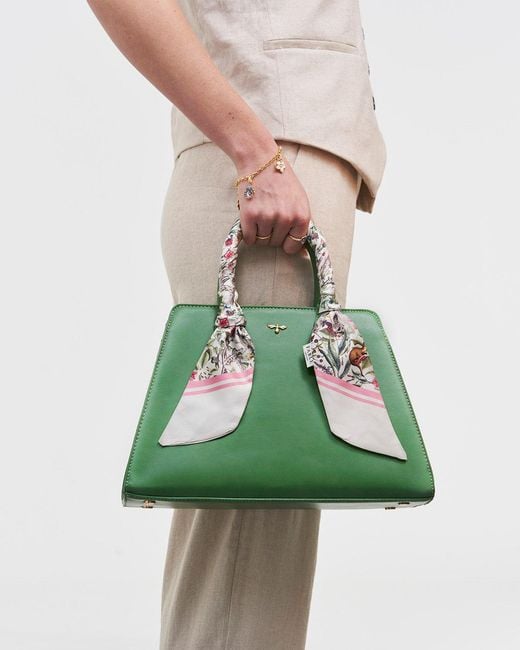 Fable England Green Garden Floral Structured Tote Bag Medium