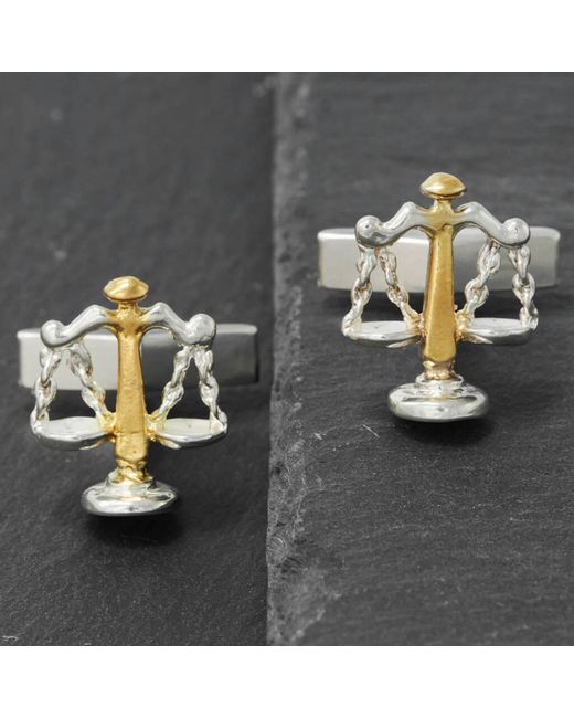 Simon Kemp Jewellers Metallic Scales Of Justice Cufflinks for men