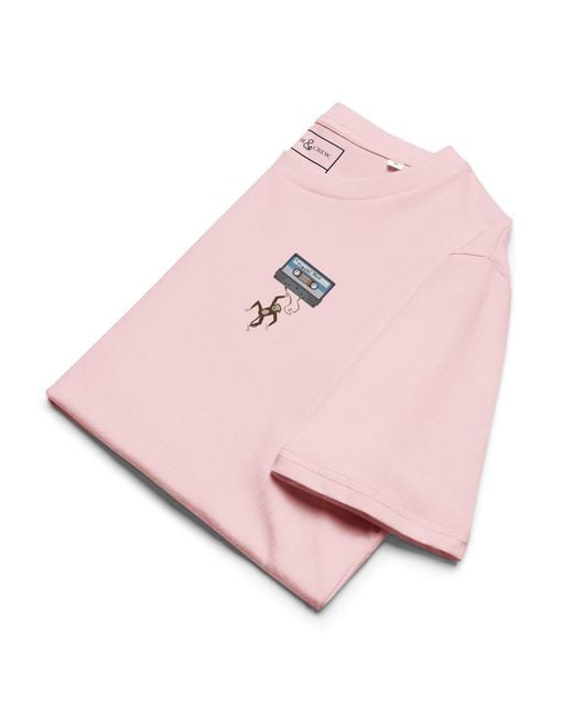 Anchor and Crew Pink Cotton Cassette Monkey Organic Cotton Embroidered T-Shirt