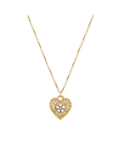 Olivia Le Metallic Bella Heart Pearl Necklace