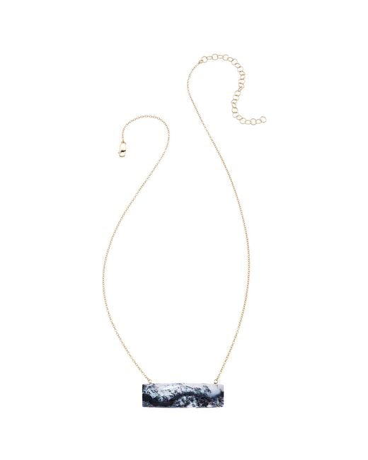 Heather Hawkins Jewelry White Float Custom Cut Bar Semi-Precious Baguette Gemstone Necklace