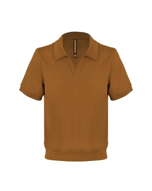 DAVID WEJ Brown Enzo Cotton V-Neck Polo for men
