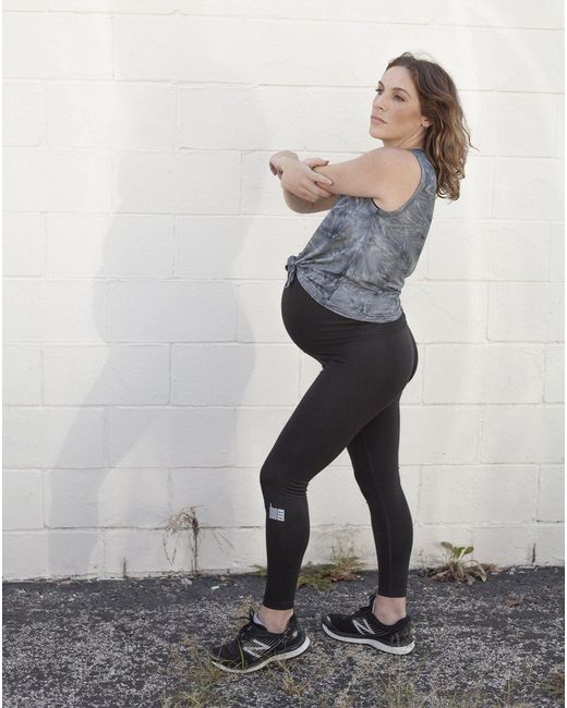 Duofit Maternity Activewear Blue Tempest Tie-Front Tank