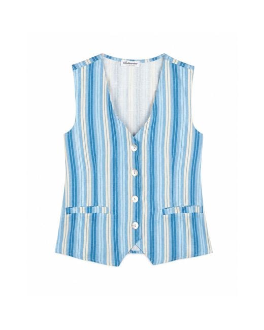 Mind Traveler Blue Ana Linen Vest Top