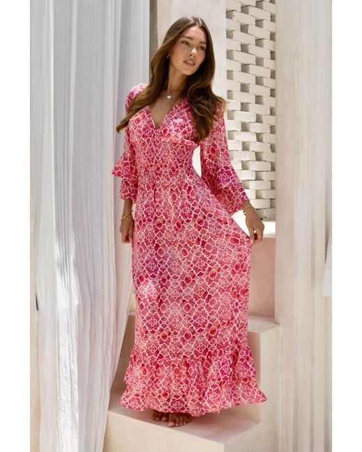 Sophia Alexia Pink Mosaic Sorrento Maxi Dress