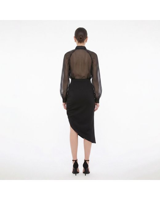 AVENUE No.29 Black Raglan Sleeve Silk Shirt Dress With Side Gathering