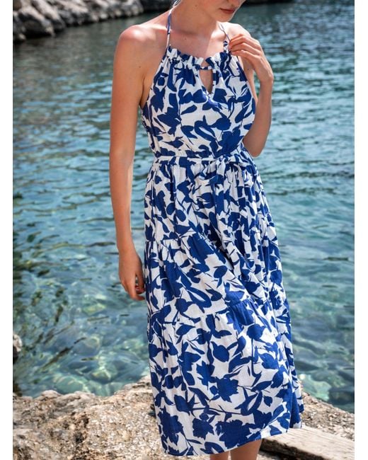 Change of Scenery Blue Neutrals Abbie Halter Dress