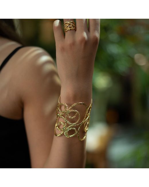 Ebru Jewelry Metallic Golden Whispers Arm & Cuff Bracelet