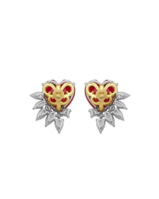 Arte Madrid Red Casa Real Insignia Heart Earrings