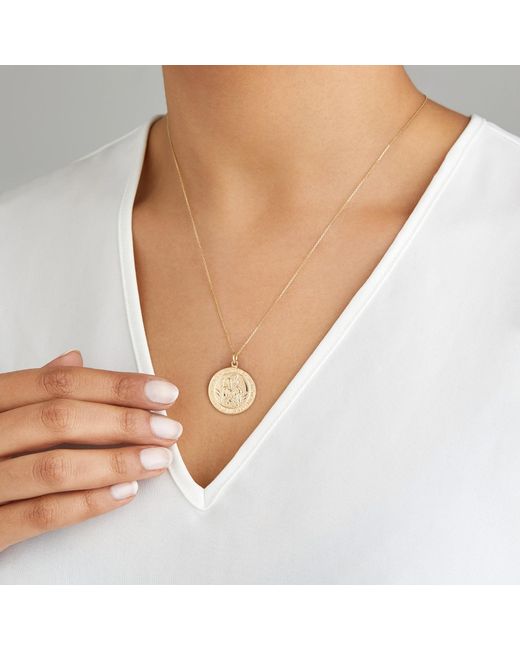 Lily & Roo Metallic Solid Large Round St Christopher Medallion Necklace