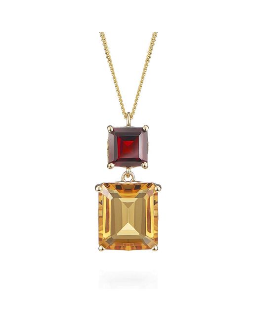 Augustine Jewels Metallic Garnet & Citrine Octagon Pendant