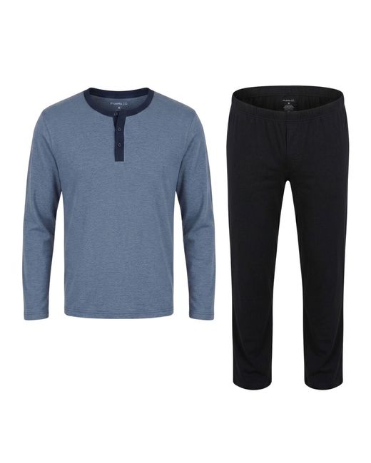 Zd - Zero Defects Blue Long Modal Pyjamas Leios for men