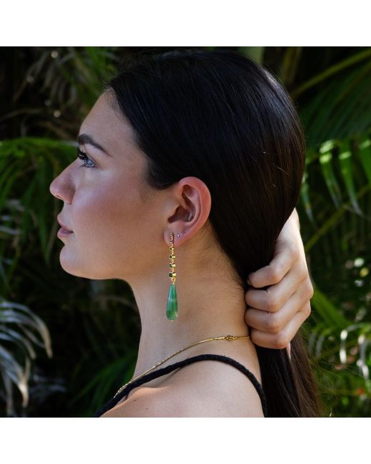 Ebru Jewelry Green Mystic Energy Jade Teardrop Earrings