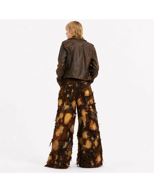 Zasta Studio Brown Wearable Ruins Shredded Wide Leg Colored Denim Pants E