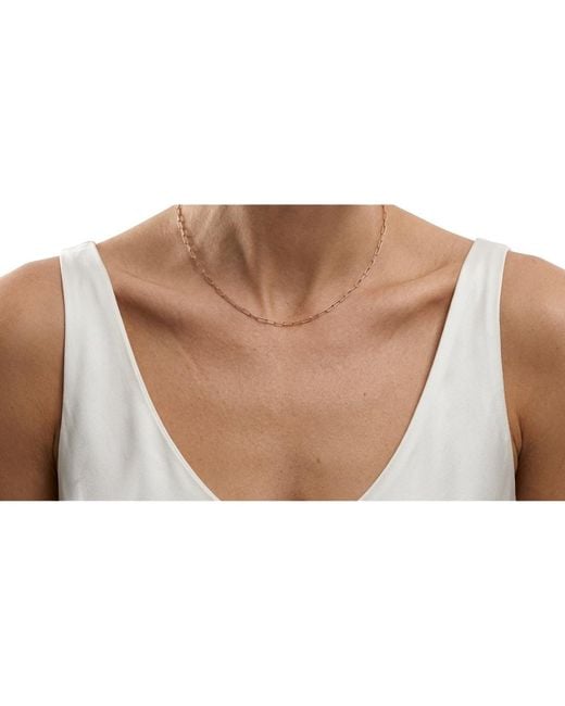 Larisa Beaumont White Paperclip Short Chain Necklace – 14K Solid, 42Cm