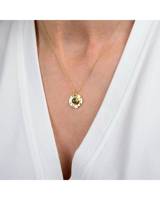 Nellou Jewellery Metallic Labradorite Luna Disc Necklace