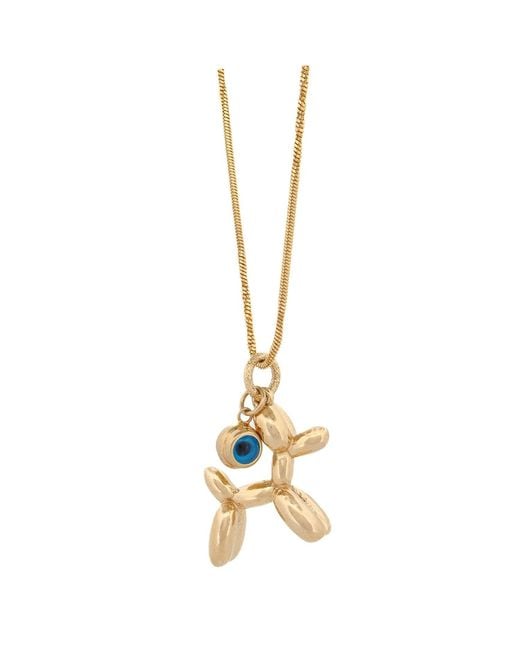 Ebru Jewelry Metallic Puppy Luck Balloon Dog & Evil Eye Necklace