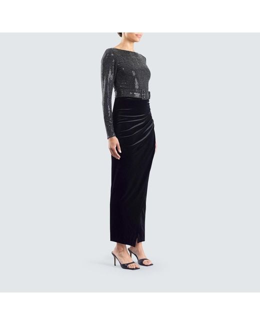 Meem Label Black Garbo Sequin And Velvet Dress