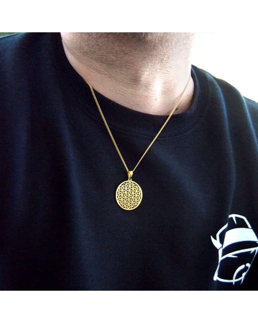 Seven Saints Metallic Flower Of Life Necklace, Plated, All Gender for men