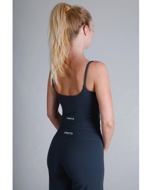 Cmmttd Blue Soft Form Strappy Mid Tank