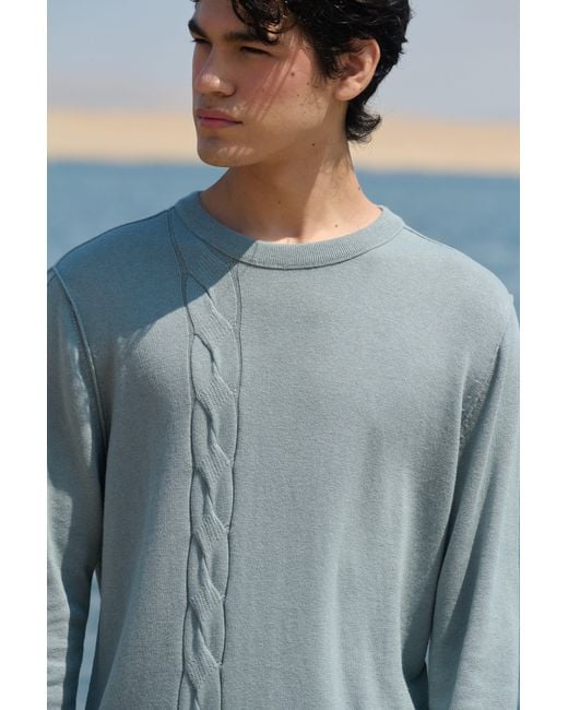 La Granni Blue Cable Crewneck