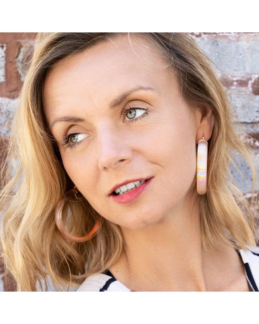 Gold & Honey Multicolor Large Lucite Iridescent Hoops
