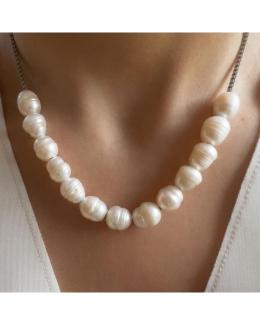 Tory Long Metallic Lulu Freshwater Ivory Pearl Necklace