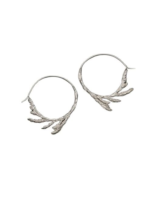 Zula Jewelry + Design Metallic Sacred Cedar Hoop Earrings Sterling