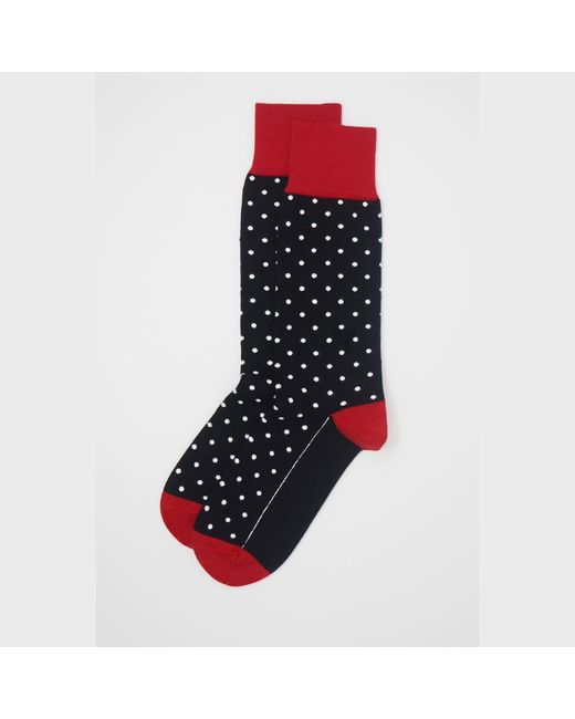 Peper Harow - Made in England Black Pin Polka Socks for men