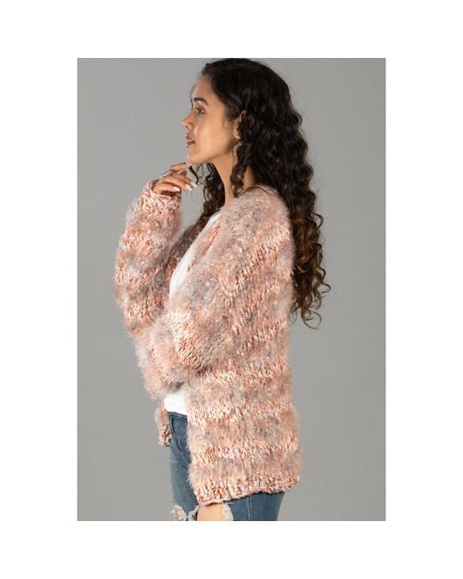 Saachi Pink Eyelash Hand Knit Seashell Cardigan
