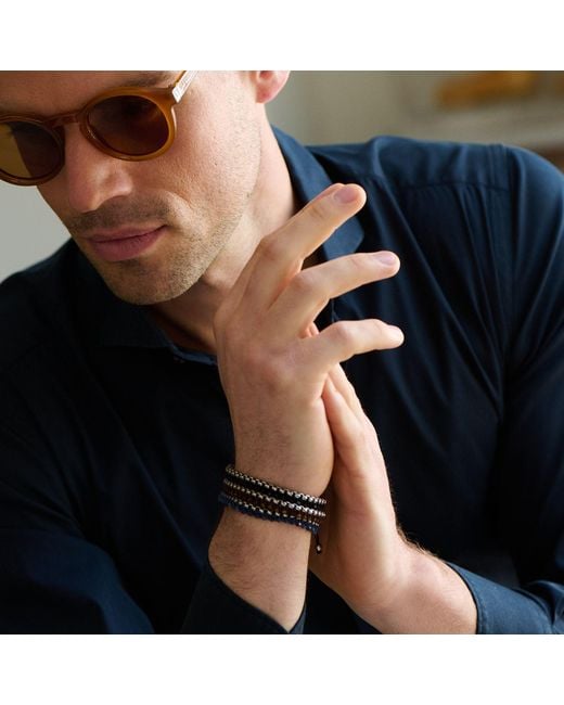 Tateossian Black Thompson Macrame Friendship Knot Bracelet With Agate for men