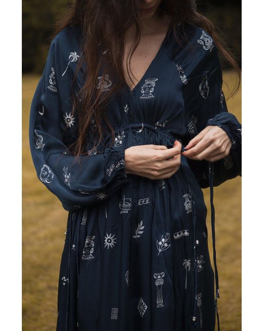 Em & Shi Blue Cleo Midi Dress