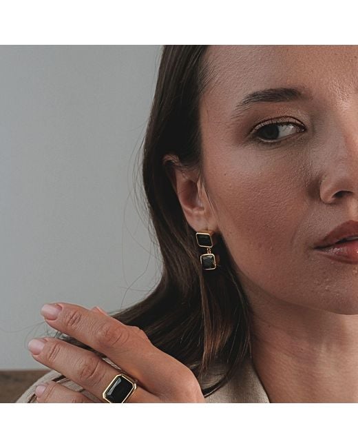 LINYA JEWELLERY Green Double Crystal Stone Dangle Earrings