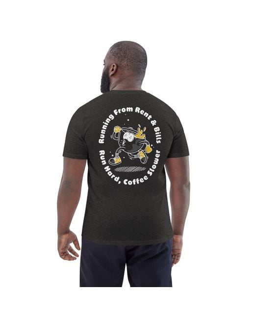 Anchor and Crew Black Heather Gustatory Coffee Over Bills Organic Cotton Embroidered T-Shirt for men