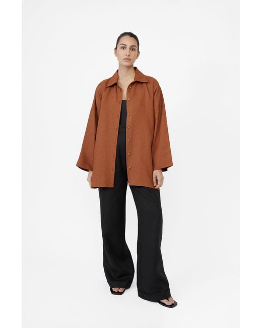 Dāl the Label Brown Essential Linen Oversized Shirt Terracota