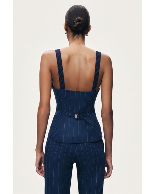 Nocturne Blue Pinstripe Corset Bustier Top