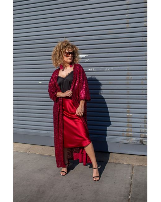 Jennafer Grace Red Rouge Eternal Sequin Cocoon Jacket