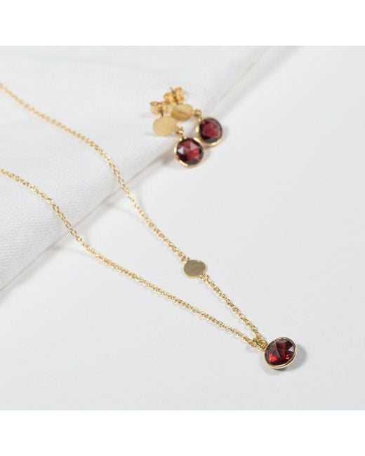 Auree Jewellery Metallic Salina Vermeil Disc & Garnet Necklace