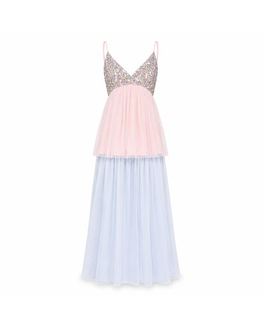 NEVA Blue Nerissa Sequin Tulle Occasion Maxi Dress