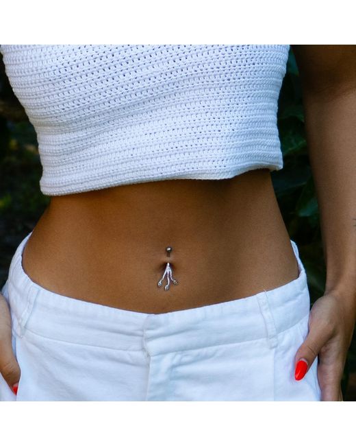 Ebru Jewelry Metallic Triple Drop Diamond Sterling Belly Piercing