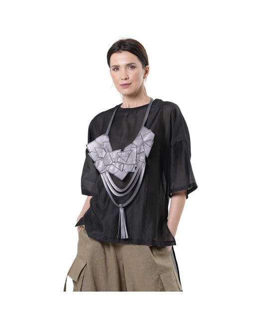 Metamorph Blue Oversize Genuine Leather Necklace
